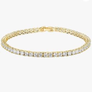 14k played gold tennis bracelet